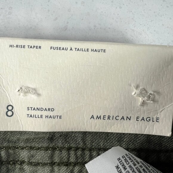 American Eagle Linen Blend Pants Women's 8 Regular Light Green High Rise Tapered - Picture 8 of 16